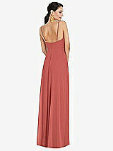 Rear View Thumbnail - Coral Pink Adjustable Strap Wrap Bodice Maxi Dress with Front Slit 