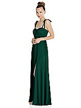 Side View Thumbnail - Hunter Green Tie Shoulder A-Line Maxi Dress