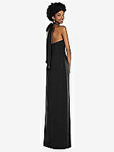 Alt View 1 Thumbnail - Black Draped Satin Grecian Column Gown with Convertible Straps