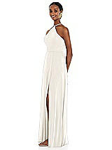 Side View Thumbnail - Ivory Diamond Halter Maxi Dress with Adjustable Straps