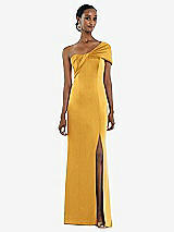 Front View Thumbnail - NYC Yellow Twist Cuff One-Shoulder Princess Line Trumpet Gown