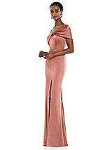 Side View Thumbnail - Desert Rose Twist Cuff One-Shoulder Princess Line Trumpet Gown