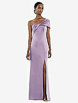 Front View Thumbnail - Pale Purple Twist Cuff One-Shoulder Princess Line Trumpet Gown