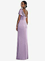 Rear View Thumbnail - Pale Purple Twist Cuff One-Shoulder Princess Line Trumpet Gown