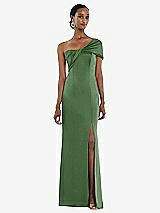 Front View Thumbnail - Vineyard Green Twist Cuff One-Shoulder Princess Line Trumpet Gown