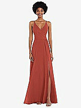 Front View Thumbnail - Amber Sunset Faux Wrap Criss Cross Back Maxi Dress with Adjustable Straps