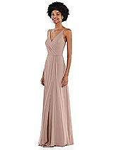Side View Thumbnail - Bliss Faux Wrap Criss Cross Back Maxi Dress with Adjustable Straps