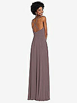 Rear View Thumbnail - French Truffle Faux Wrap Criss Cross Back Maxi Dress with Adjustable Straps
