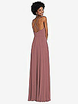 Rear View Thumbnail - Rosewood Faux Wrap Criss Cross Back Maxi Dress with Adjustable Straps