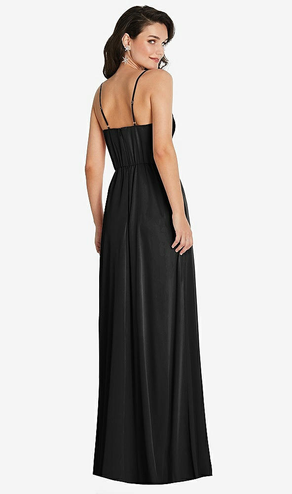 Back View - Black Cowl-Neck A-Line Maxi Dress with Adjustable Straps