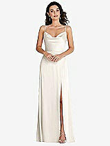 Front View Thumbnail - Ivory Cowl-Neck A-Line Maxi Dress with Adjustable Straps