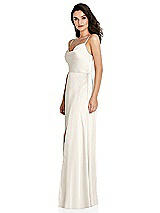 Side View Thumbnail - Ivory Cowl-Neck A-Line Maxi Dress with Adjustable Straps