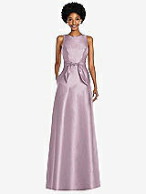 Front View Thumbnail - Suede Rose Jewel-Neck V-Back Maxi Dress with Mini Sash