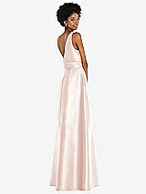 Rear View Thumbnail - Blush Jewel-Neck V-Back Maxi Dress with Mini Sash