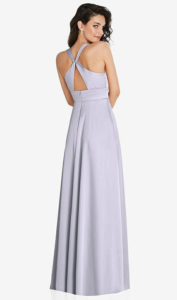 Back View - Silver Dove Shirred Shoulder Criss Cross Back Maxi Dress with Front Slit
