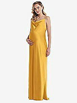 Front View Thumbnail - NYC Yellow Cowl-Neck Tie-Strap Maternity Slip Dress