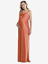 Front View Thumbnail - Terracotta Copper Cowl-Neck Tie-Strap Maternity Slip Dress