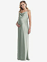 Front View Thumbnail - Willow Green Cowl-Neck Tie-Strap Maternity Slip Dress