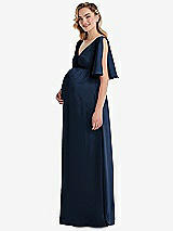 Side View Thumbnail - Midnight Navy Flutter Bell Sleeve Empire Maternity Dress