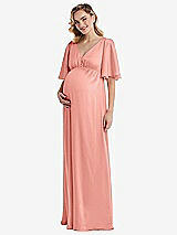 Front View Thumbnail - Rose - PANTONE Rose Quartz Flutter Bell Sleeve Empire Maternity Dress