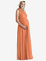 Side View Thumbnail - Sweet Melon Scarf Tie High Neck Halter Chiffon Maternity Dress