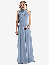 Front View Thumbnail - Cloudy Scarf Tie High Neck Halter Chiffon Maternity Dress