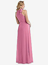 Rear View Thumbnail - Orchid Pink Scarf Tie High Neck Halter Chiffon Maternity Dress