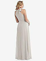 Rear View Thumbnail - Oyster Scarf Tie High Neck Halter Chiffon Maternity Dress