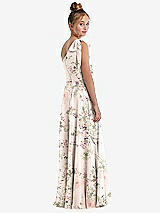 Rear View Thumbnail - Blush Garden One-Shoulder Scarf Bow Chiffon Junior Bridesmaid Dress