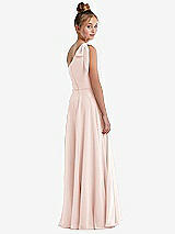 Rear View Thumbnail - Blush One-Shoulder Scarf Bow Chiffon Junior Bridesmaid Dress