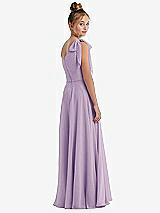 Rear View Thumbnail - Pale Purple One-Shoulder Scarf Bow Chiffon Junior Bridesmaid Dress