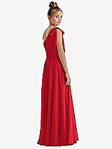 Rear View Thumbnail - Parisian Red One-Shoulder Scarf Bow Chiffon Junior Bridesmaid Dress