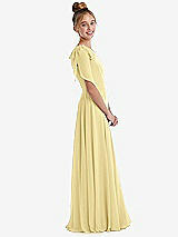 Side View Thumbnail - Pale Yellow One-Shoulder Scarf Bow Chiffon Junior Bridesmaid Dress