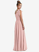 Rear View Thumbnail - Rose - PANTONE Rose Quartz One-Shoulder Scarf Bow Chiffon Junior Bridesmaid Dress