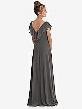 Rear View Thumbnail - Caviar Gray Cascading Ruffle Full Skirt Chiffon Junior Bridesmaid Dress
