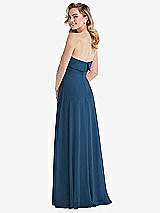 Rear View Thumbnail - Dusk Blue Cuffed Strapless Maxi Dress with Front Slit