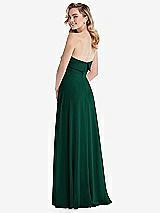 Rear View Thumbnail - Hunter Green Cuffed Strapless Maxi Dress with Front Slit