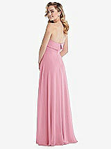 Rear View Thumbnail - Peony Pink Cuffed Strapless Maxi Dress with Front Slit