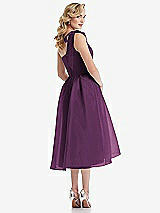 Rear View Thumbnail - Aubergine Scarf-Tie One-Shoulder Organdy Midi Dress 