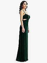 Side View Thumbnail - Evergreen Spaghetti Strap Cutout Midriff Velvet Maxi Dress