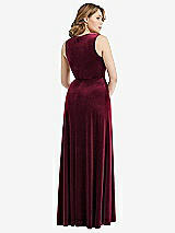 Rear View Thumbnail - Cabernet Deep V-Neck Sleeveless Velvet Maxi Dress with Pockets