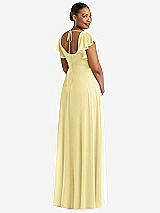 Rear View Thumbnail - Pale Yellow Flutter Sleeve Scoop Open-Back Chiffon Maxi Dress