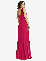 Rear View Thumbnail - Vivid Pink Tie-Shoulder Corset Bodice Ruffle-Hem Maxi Dress