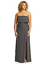 Alt View 3 Thumbnail - Caviar Gray Strapless Overlay Bodice Crepe Maxi Dress with Front Slit