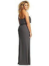 Alt View 5 Thumbnail - Caviar Gray Strapless Overlay Bodice Crepe Maxi Dress with Front Slit