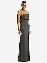 Side View Thumbnail - Caviar Gray Strapless Overlay Bodice Crepe Maxi Dress with Front Slit