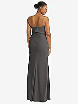 Rear View Thumbnail - Caviar Gray Strapless Overlay Bodice Crepe Maxi Dress with Front Slit