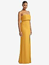Side View Thumbnail - NYC Yellow Strapless Overlay Bodice Crepe Maxi Dress with Front Slit