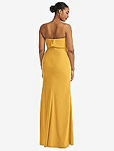 Rear View Thumbnail - NYC Yellow Strapless Overlay Bodice Crepe Maxi Dress with Front Slit