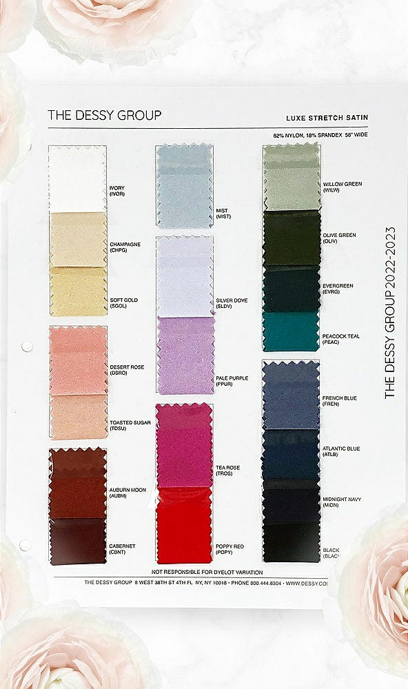 Front View - SS22 Luxe Stretch Satin Master Swatch Palette